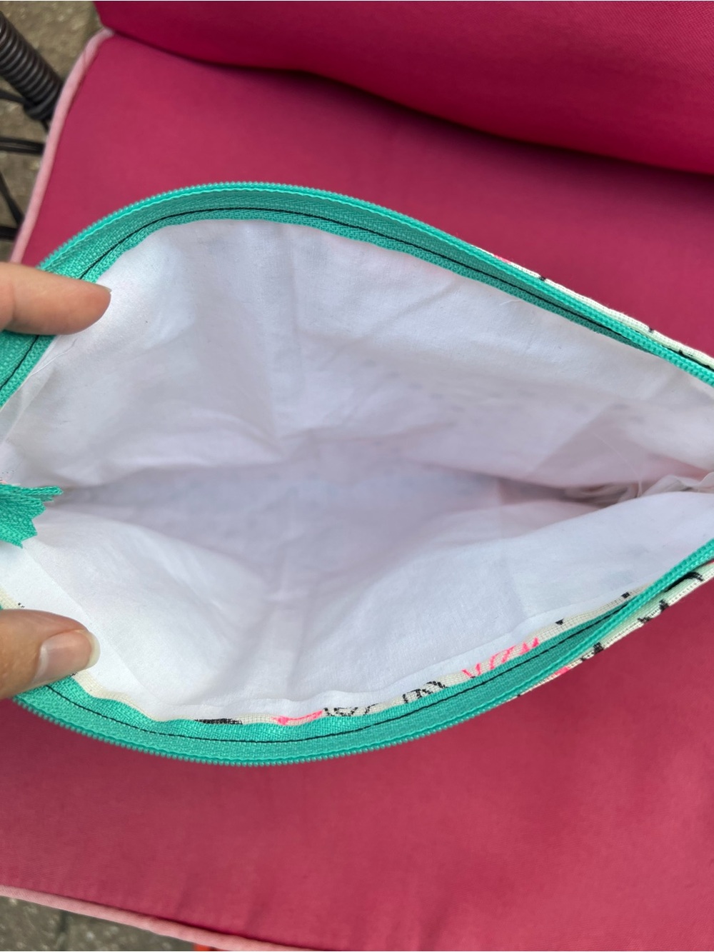 Upcycled shopping bag double lined Free People zip closure makeup bag - Picture 4 of 6